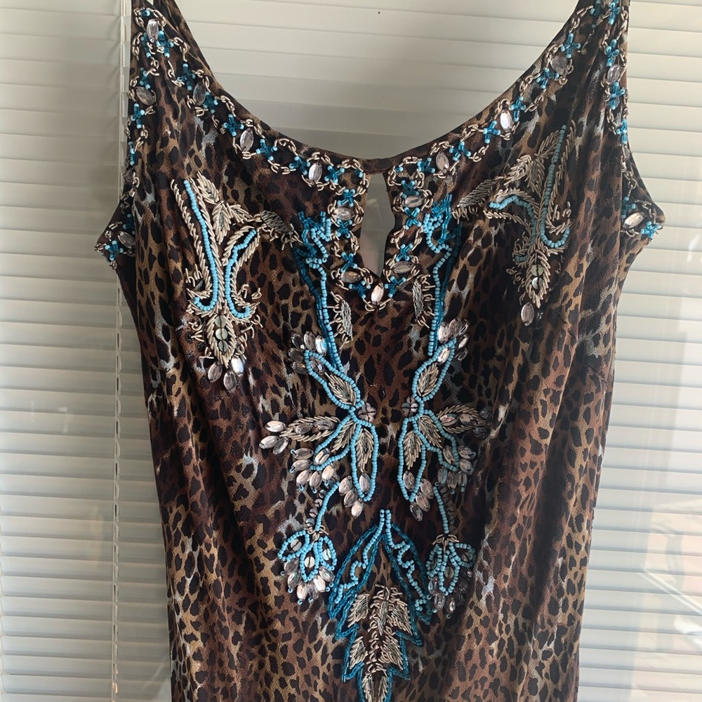 Sue Wong Leopard Beaded Gown